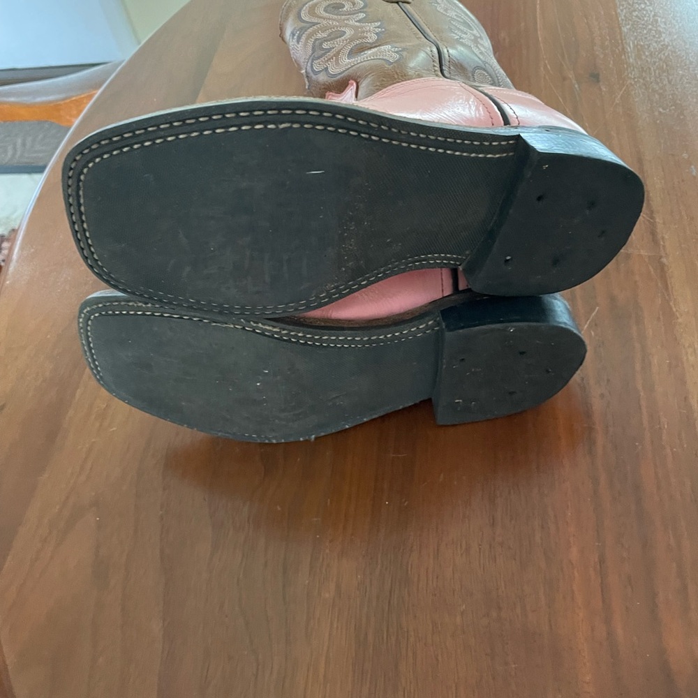 Old West Pink and BrownCowboy Boots - Picture 4 of 5